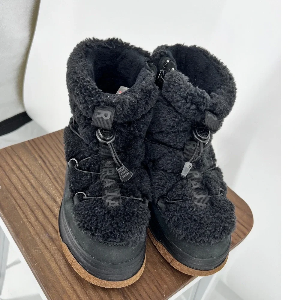 Pajar Canada Janie 2.0 Black Faux Fur Waterproof Winter Boots Womens 8.5 EU 39